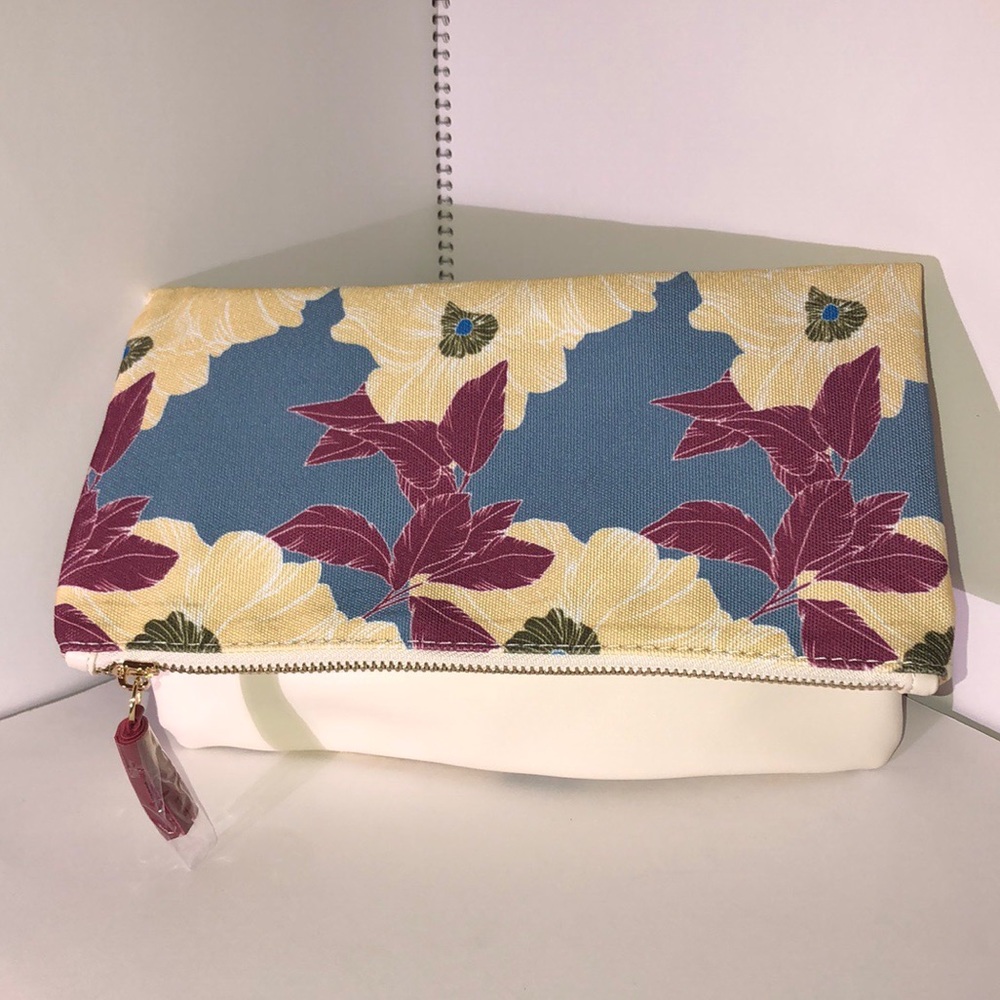 Rachel pally cream and floral reversible clutch